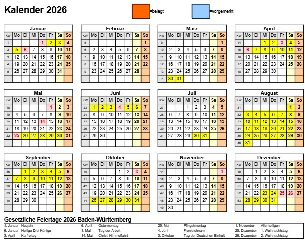 Kalender - Verf�gbarkeit